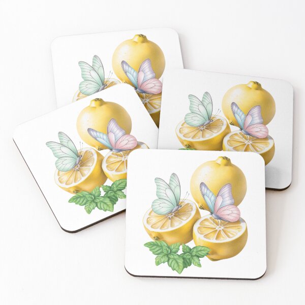 Artikelvorschau, Pastellfarbene Zitronenschmetterlinge – Süße Kawaii Zitrus- und Schmetterlingsillustration entworfen und verkauft von Design_Your_Day.