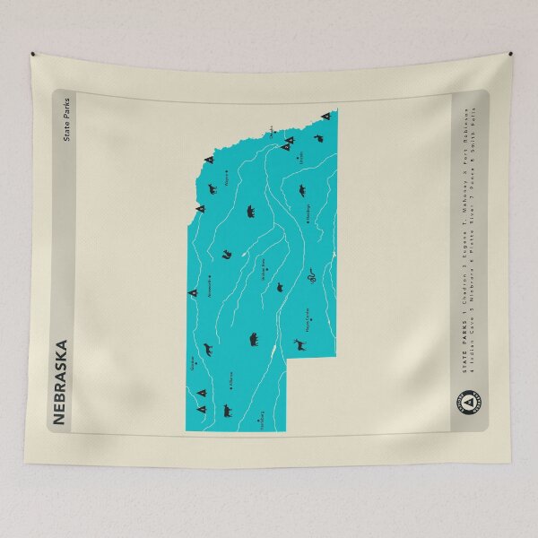 Item preview, Nebraska State Parks Illustrated Map - Blue designed and sold by FinlayMcNevin.
