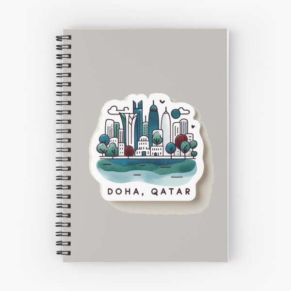 Item preview, Doha Qatar Minimalist Watercolor Cityscape Sticker with Flag,  designed and sold by PaintMeWorld.