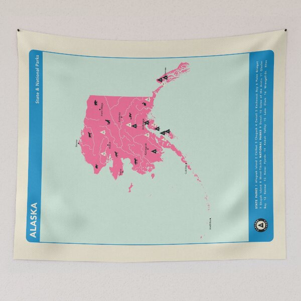 Item preview, Alaska National & State Parks Illustrated Map - Pink designed and sold by FinlayMcNevin.