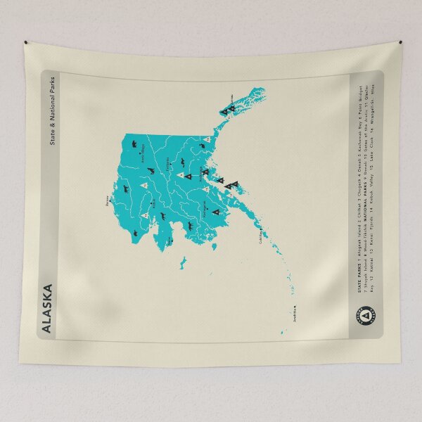 Item preview, Alaska National & State Parks Illustrated Map - Blue designed and sold by FinlayMcNevin.