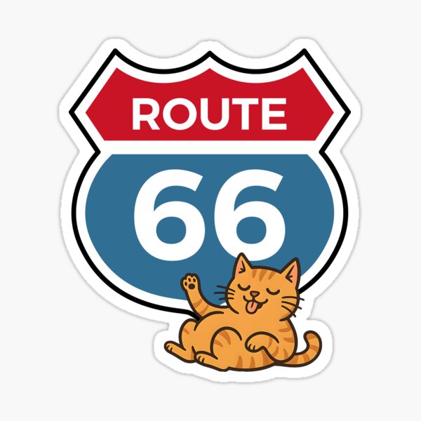 Item preview, route 66-funny cat sign, funny catsticker or shirt and more designed and sold by designkb.