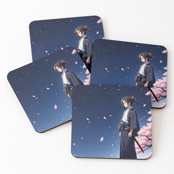 Item preview, Lone Ronin — Anime Samurai Under Sakura at Night | Japanese Mountain Scene designed and sold by ArtiQreate.