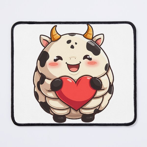 Item preview, A chubby, smiling Dairy Cow Isopod holding a bright red heart. designed and sold by LOVE ART DESIGNS .