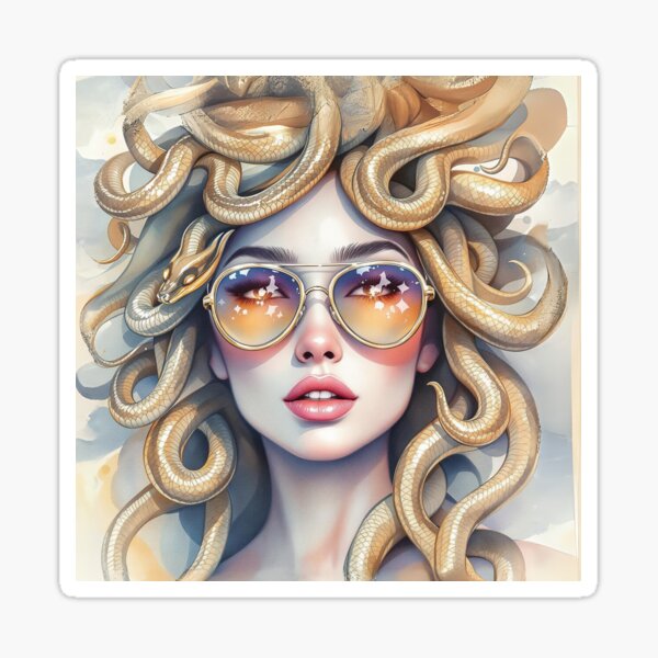 Item preview, Beautiful Medusa Aviator Sunglasses Watercolor Art - Greek Mythology Modern Fashion Design designed and sold by Sinfulchicken.
