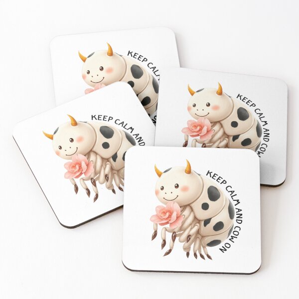Item preview, A delightfully cute Dairy Cow Isopod holding a flower designed and sold by LOVE ART DESIGNS .