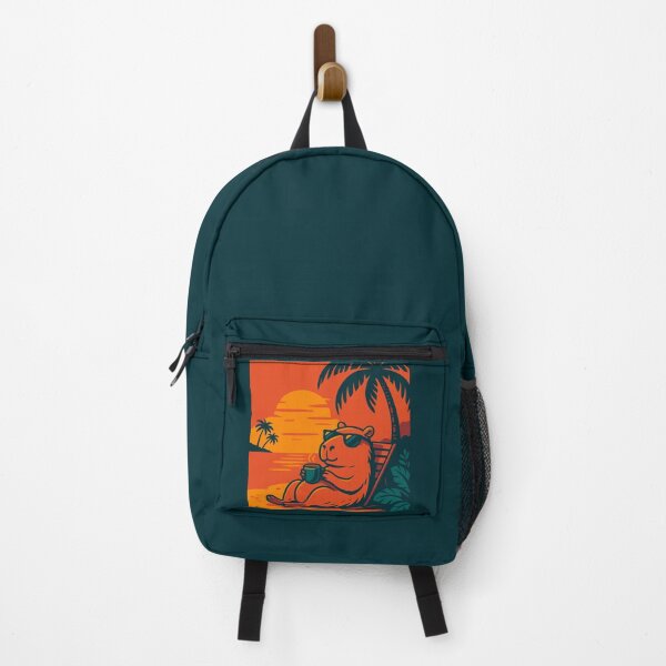 Item preview, Capybara lies with coffee under a palm tree designed and sold by EchoOfSilence.