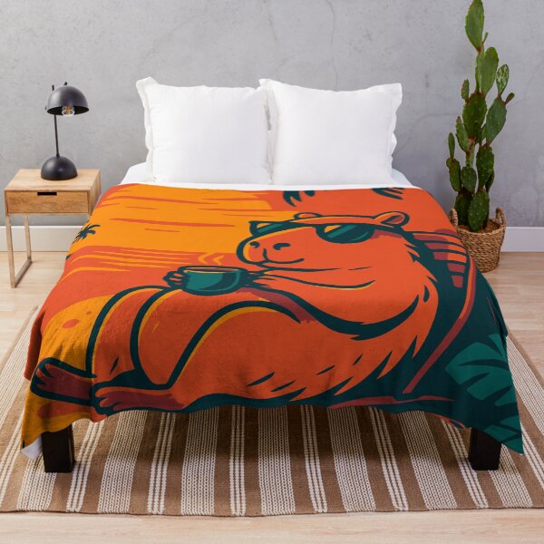 Item preview, Capybara lies with coffee under a palm tree designed and sold by EchoOfSilence.