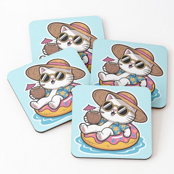 Item preview, Beach Relax Kawaii Chibi Cat – Cute Summer Vacation Design designed and sold by Darrwea.