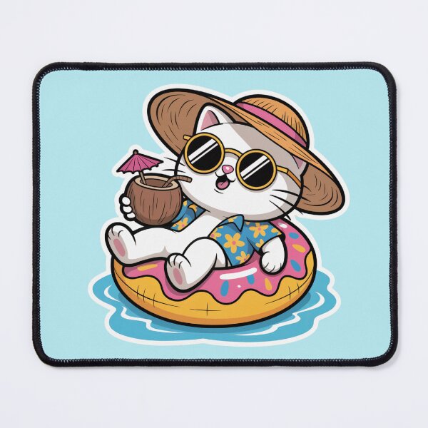 Item preview, Beach Relax Kawaii Chibi Cat – Cute Summer Vacation Design designed and sold by Darrwea.