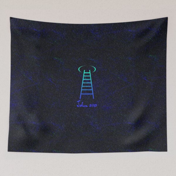 Item preview, Jesus Christ Ascension to Heaven – Simple Ladder Bible Inspired Minimal Abstract Concept | Blue Turquoise color for darker background designed and sold by ZechJohnRB.
