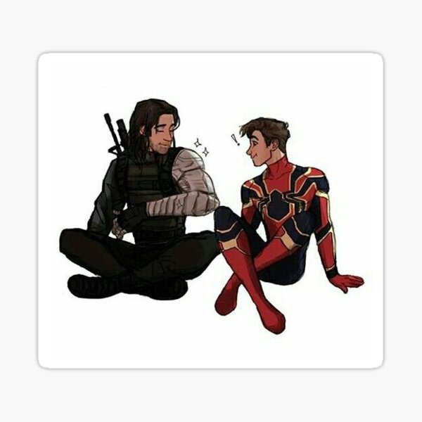 Artikel-Vorschau von Bucky Barnes (der Wintersoldat) und Peter Parker (Spider-Man), designt und verkauft von Anglebabies.