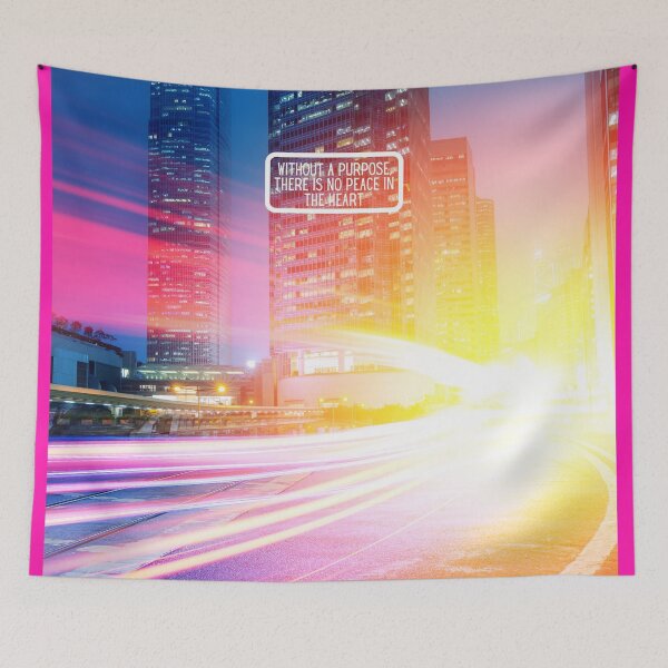 Item preview, City Lights at Night with Inspiring Quote – “Without a Purpose, There Is No Peace in the Heart” – Urban AI Design designed and sold by knalpot-design.