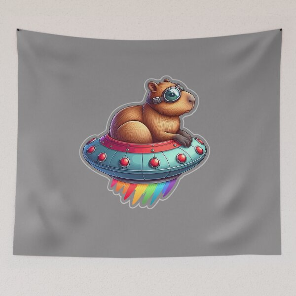 Item preview, UFO Rainbow Capybara designed and sold by ArtistEmbrace.