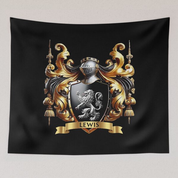 Item preview, Lewis Family Crest   Majestic Silver Lion Coat of Arms designed and sold by Highlandkings.
