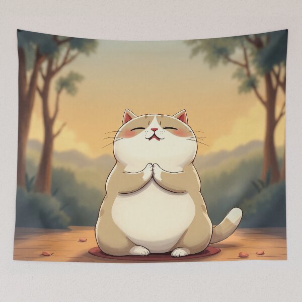 Item preview, Zen Cat Master | Funny Cartoon Yoga Pose designed and sold by NovaProArt.