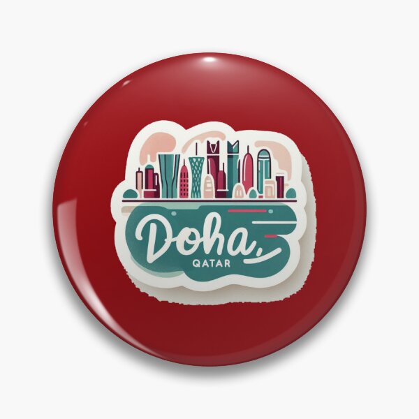 Item preview,  Doha Qatar Minimalist Watercolor Cityscape Sticker with Flag,  designed and sold by PaintMeWorld.