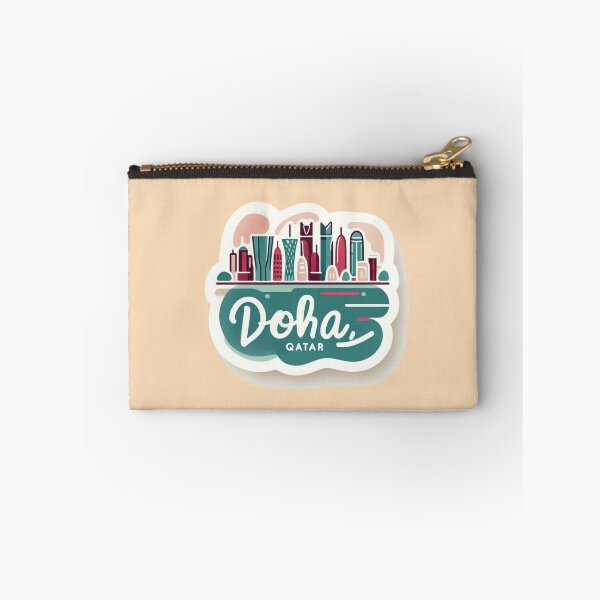 Item preview,  Doha Qatar Minimalist Watercolor Cityscape Sticker with Flag,  designed and sold by PaintMeWorld.