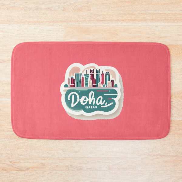 Item preview,  Doha Qatar Minimalist Watercolor Cityscape Sticker with Flag,  designed and sold by PaintMeWorld.