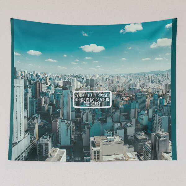 Item preview, Busy City Life Design with Inspirational Quote "Without a Purpose, There Is No Peace in the Heart" – Urban Art for City Lovers designed and sold by knalpot-design.