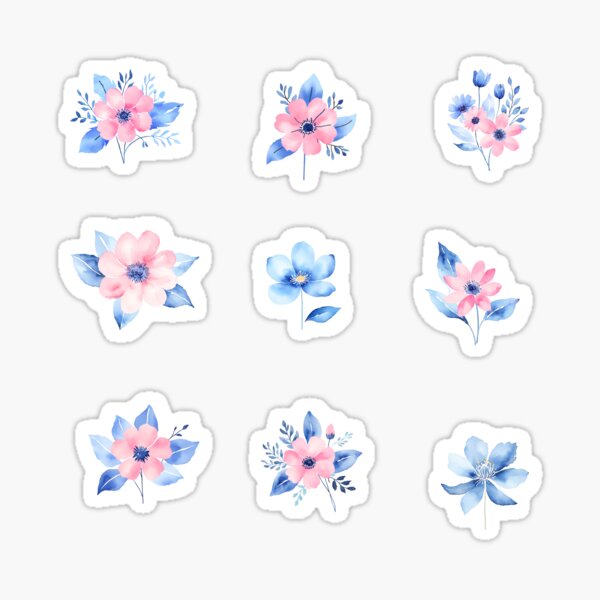 Item preview, Watercolor Blue, Pink Flowers designed and sold by silviaol.