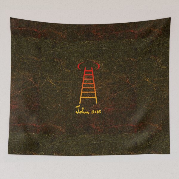 Item preview, Jesus Christ Ascension to Heaven – Simple Ladder Bible Inspired Minimal Abstract Concept | Warm Red Yellow color for darker or lighter background designed and sold by ZechJohnRB.