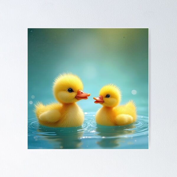 Item preview, Yellow Ducklings Swimming On Blue Water designed and sold by Maria Dryfhout.