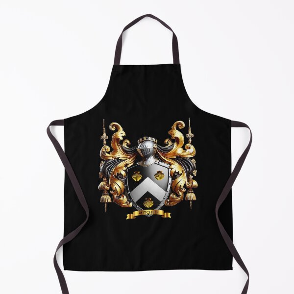 Item preview, Mitchell Family Crest   Bold White Chevron and Gold Shells on Black Shield designed and sold by Highlandkings.
