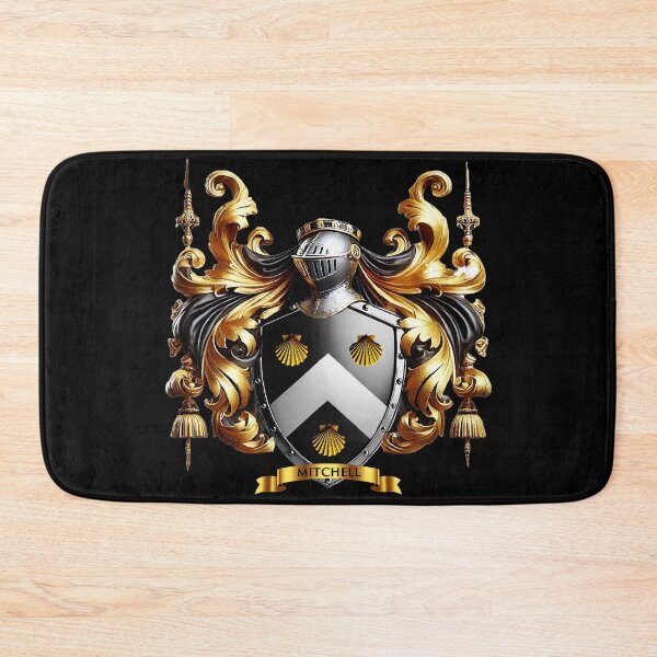 Item preview, Mitchell Family Crest   Bold White Chevron and Gold Shells on Black Shield designed and sold by Highlandkings.