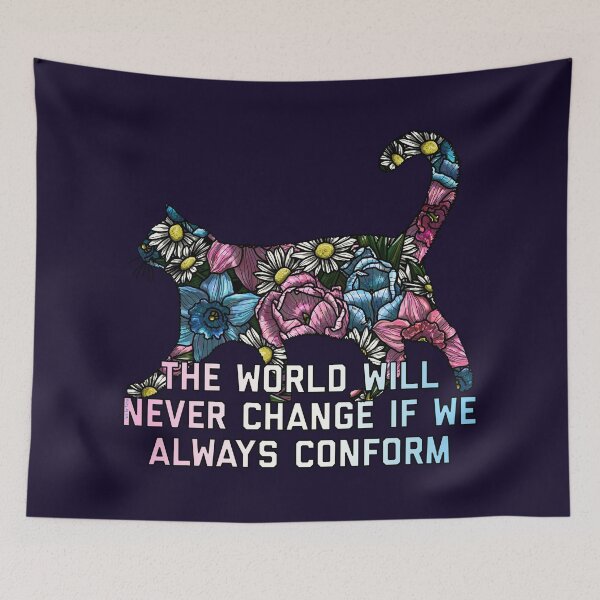 Item preview, The World Needs Change Cat designed and sold by Art by Veya.