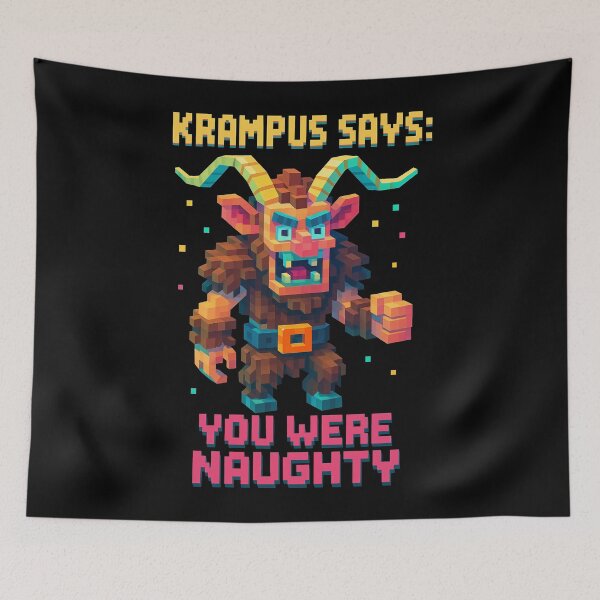 Item preview, Krampus Says You Were Naughty – Funny Pixel Art Christmas Monster Design designed and sold by Victor Shadehorn.