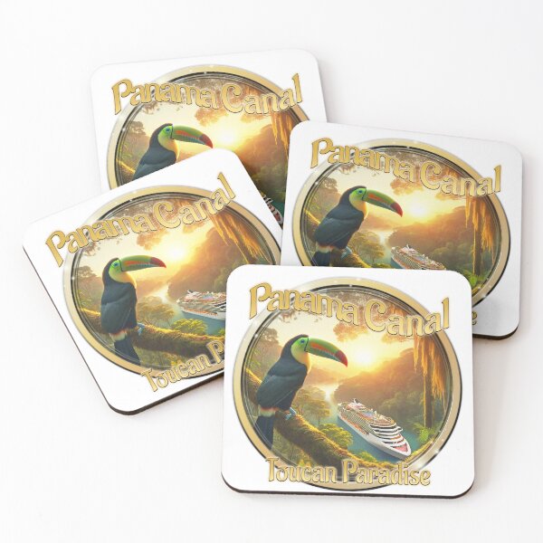 Item preview, Cruise ship transits the Panama Canal while a toucan watches designed and sold by PTY4u.