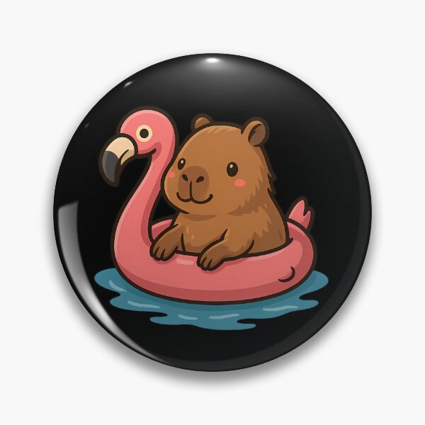 Item preview, Cute Capybara With Flamingo Pool Float designed and sold by DesignsDominus.