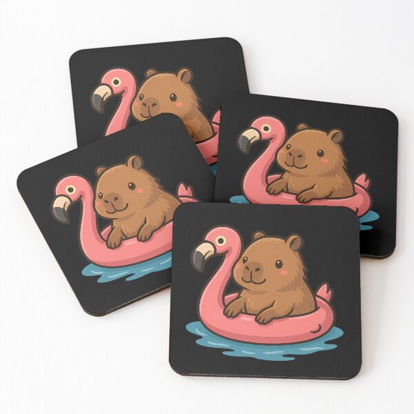 Item preview, Cute Capybara With Flamingo Pool Float designed and sold by DesignsDominus.