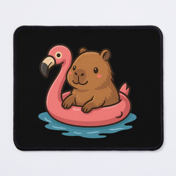 Item preview, Cute Capybara With Flamingo Pool Float designed and sold by DesignsDominus.