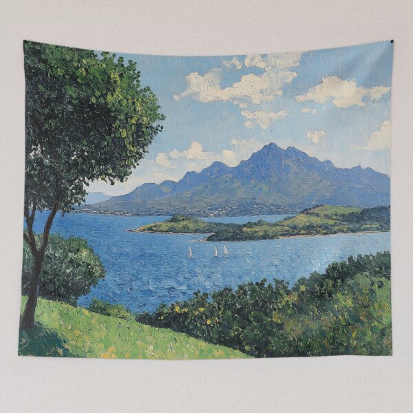 Item preview, New Caledonia landscape | Post-impressionist painting style designed and sold by ComicsFactory.