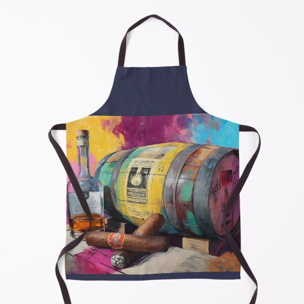 Item preview, Whiskey Bottle and Cigars on Wooden Surface - Vibrant Barrel Background Creates Lively Contrast designed and sold by OlfactoART Studio.