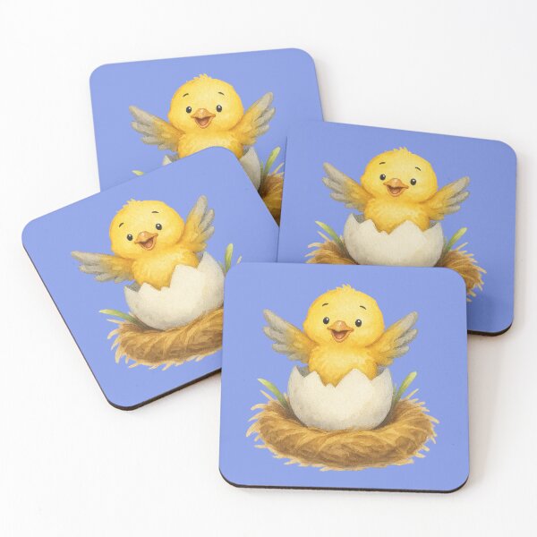 Item preview, Cute Yellow Chick Hatching from Egg in Nest designed and sold by IraBum.