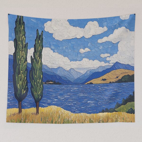 Item preview, New Zealand landscape | Post-impressionist painting style designed and sold by ComicsFactory.