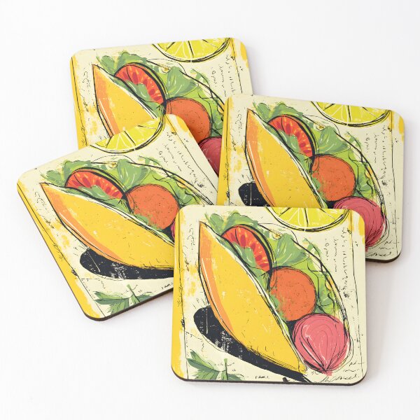 Item preview, Vibrant Taco with Fresh Ingredients, Lime, Scribbled Text, a Yellow Background and Artistic Flair  designed and sold by OlfactoART Studio.