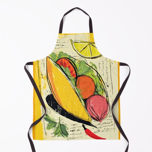 Item preview, Vibrant Taco with Fresh Ingredients, Lime, Scribbled Text, a Yellow Background and Artistic Flair  designed and sold by OlfactoART Studio.