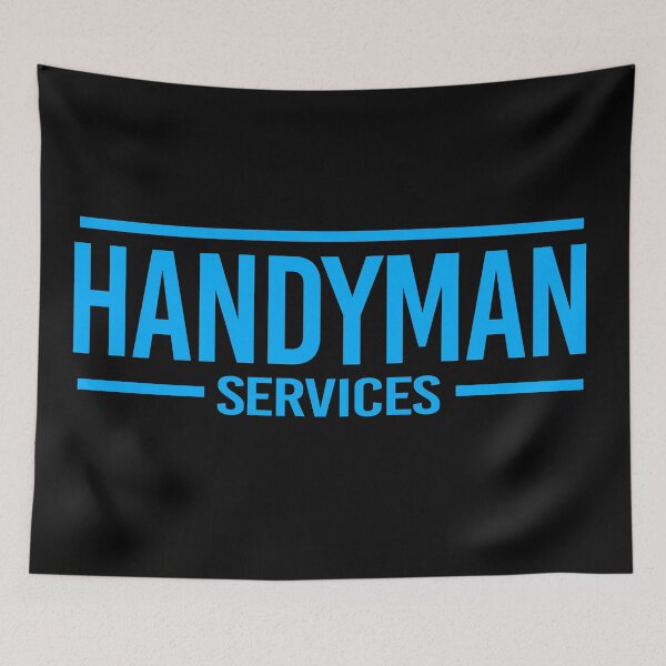 Item preview, HandyMan Service - Blue letters and black background designed and sold by rubenarocho.
