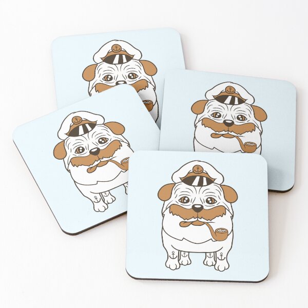 Item preview, Old Pug Dog Captain Funny Cute Cool Cartoon Comic designed and sold by shirt-o-mat.