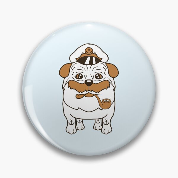 Item preview, Old Pug Dog Captain Funny Cute Cool Cartoon Comic designed and sold by shirt-o-mat.