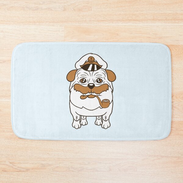Item preview, Old Pug Dog Captain Funny Cute Cool Cartoon Comic designed and sold by shirt-o-mat.