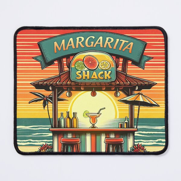 Item preview, Retro Margarita Beach Bar Shack designed and sold by ArtFactoryAI.