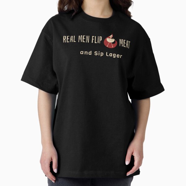 Artikel-Vorschau von Real Men Flip Meat and Sip Lager BBQ Beer T-Shirt, designt und verkauft von STOFFTIERGym.
