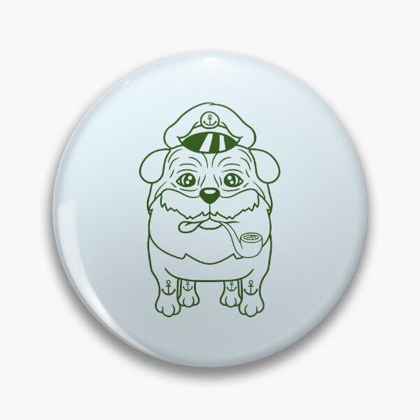 Item preview, Old Pug Dog Captain Funny Cute Cool Cartoon Comic designed and sold by shirt-o-mat.