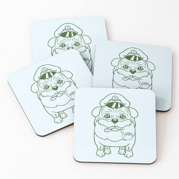 Item preview, Old Pug Dog Captain Funny Cute Cool Cartoon Comic designed and sold by shirt-o-mat.