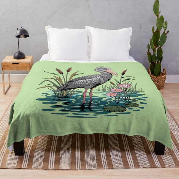Item preview, Shoebill Stork Among Wetland Flowers designed and sold by BirdsnStuff.